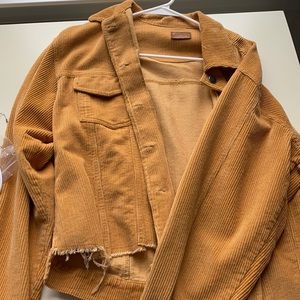 Mustard color corduroy distressed jacket